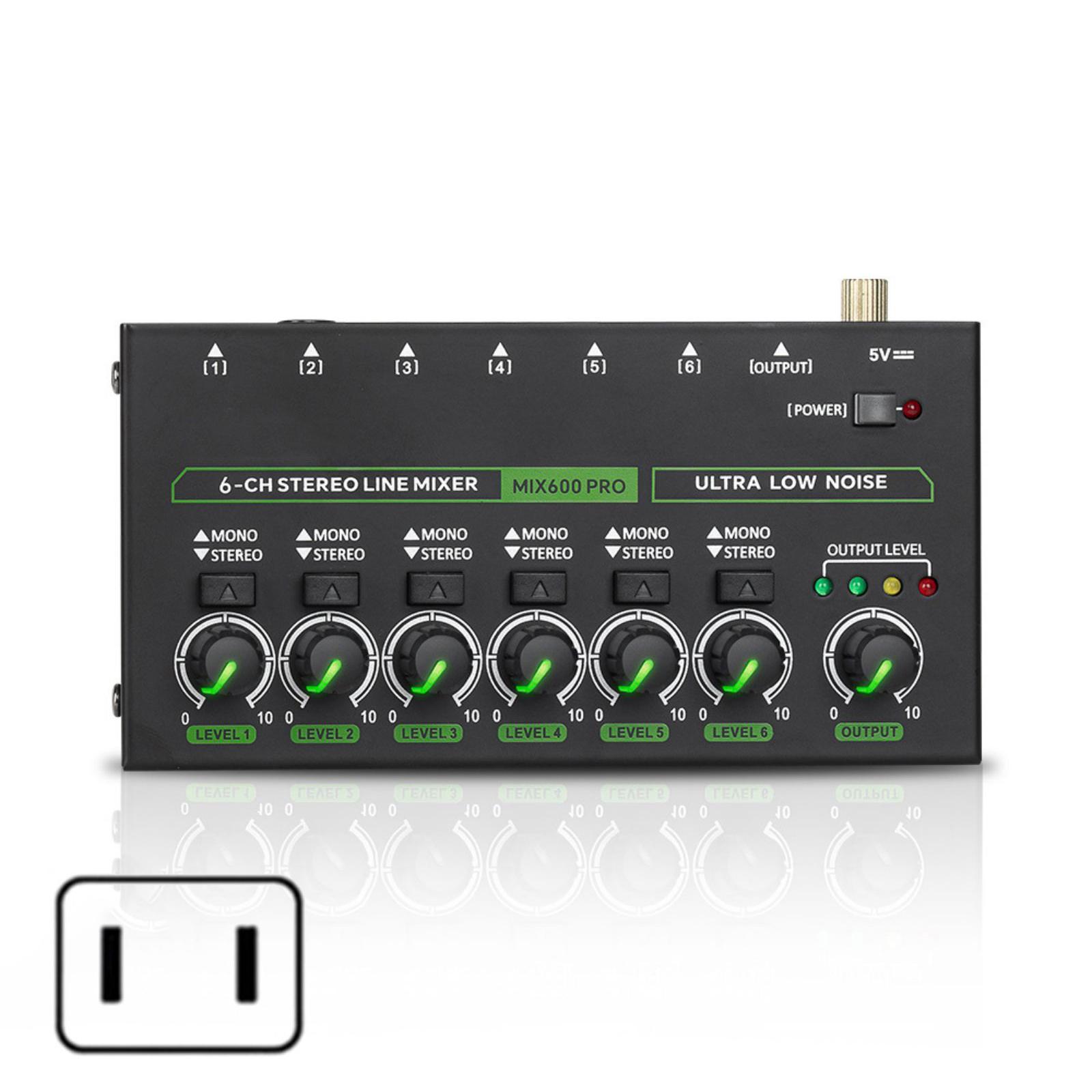 

Профессиональный малошумящий 6-канальный линейный стереомикшер 6 входов 1 выход 5 В светодиодный микшер для микрофонов гитарных клавишных микшер US