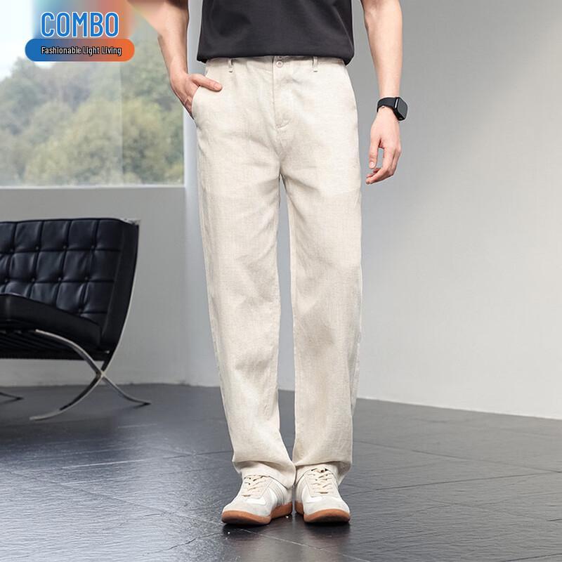 

Kangbo Men s Lyocell Linen Blend Straight Casual Pants 33