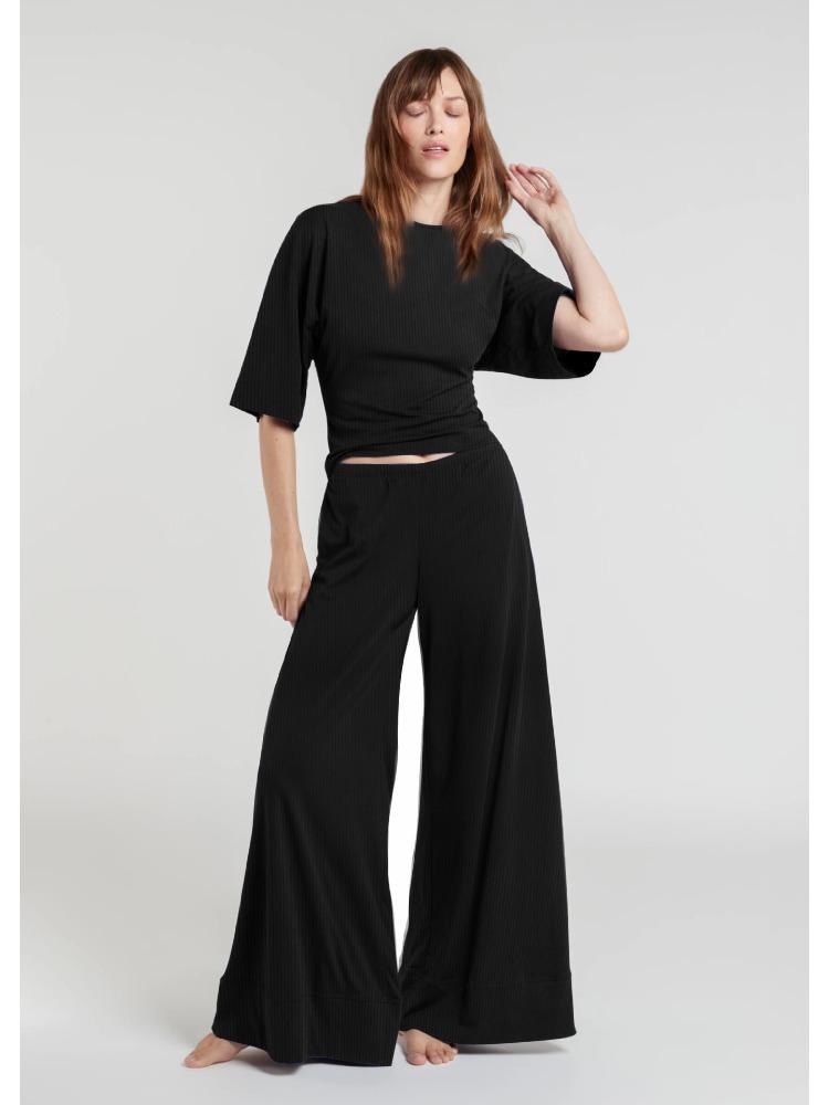 

Set Lazy Style Simple Fashion Top High Waisted Wide Leg Pants Two Piece Set For Women XL чорний