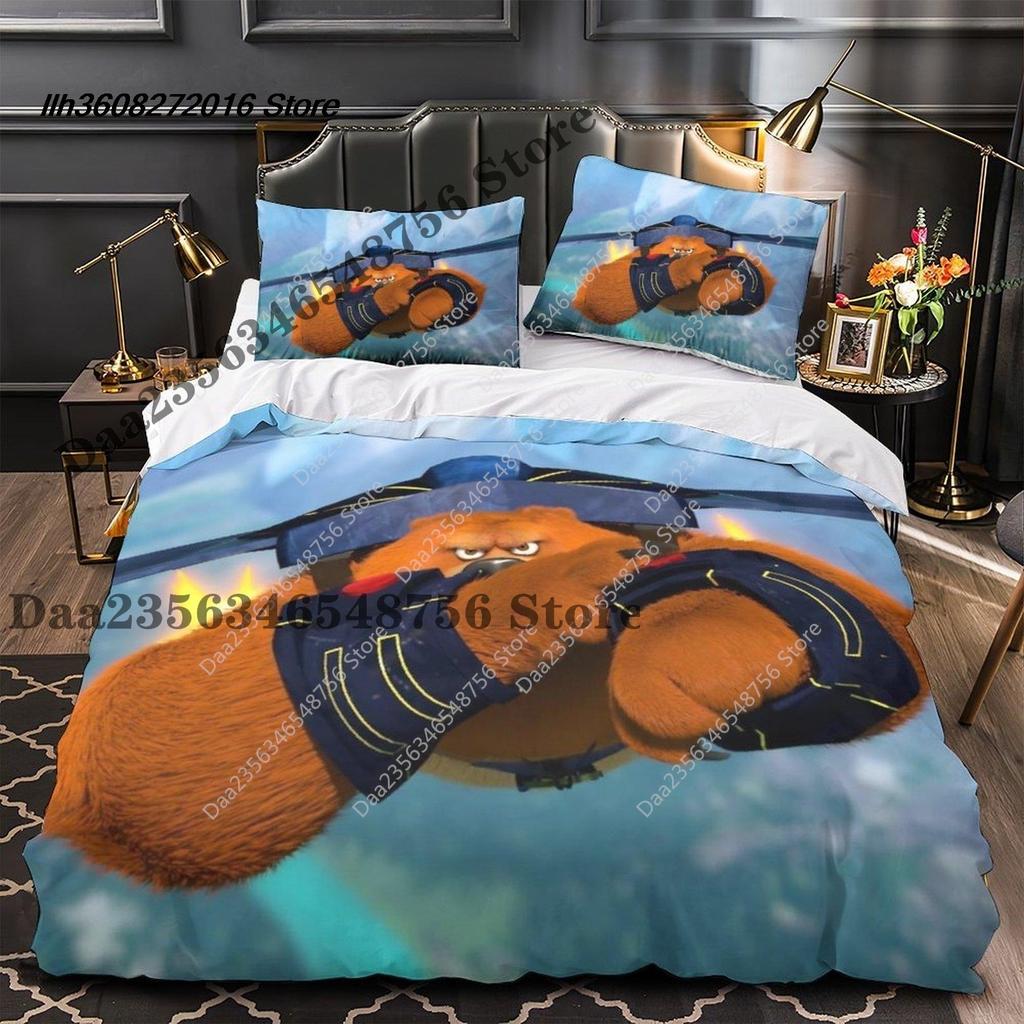 Neues Grizzy und die Lemminge Bettwäscheset Einzelbett Twin Full Dreiteiliges Set Bettwäscheset Aldult Kinder Schlafzimmer Bettbezug Sets 3D Ani