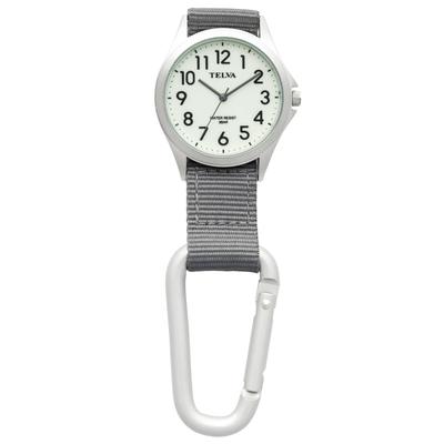 CREPHA Keychain Watch, Carabiner Watch, Analog, Waterproof, Easy To Read, for Bags, Backpacks, Gray, AZ-CB-A4153-WTGR