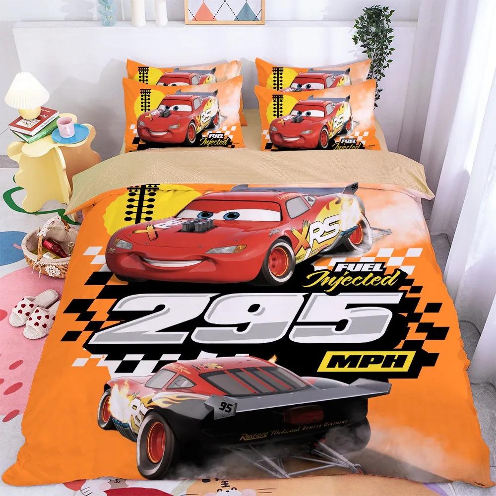 Teens Duvet Cover Mcqueen Car Cartoon Bedding Set Quilt Cover Cars Boy Gift With 2 Pillowcase Bedroom Decor