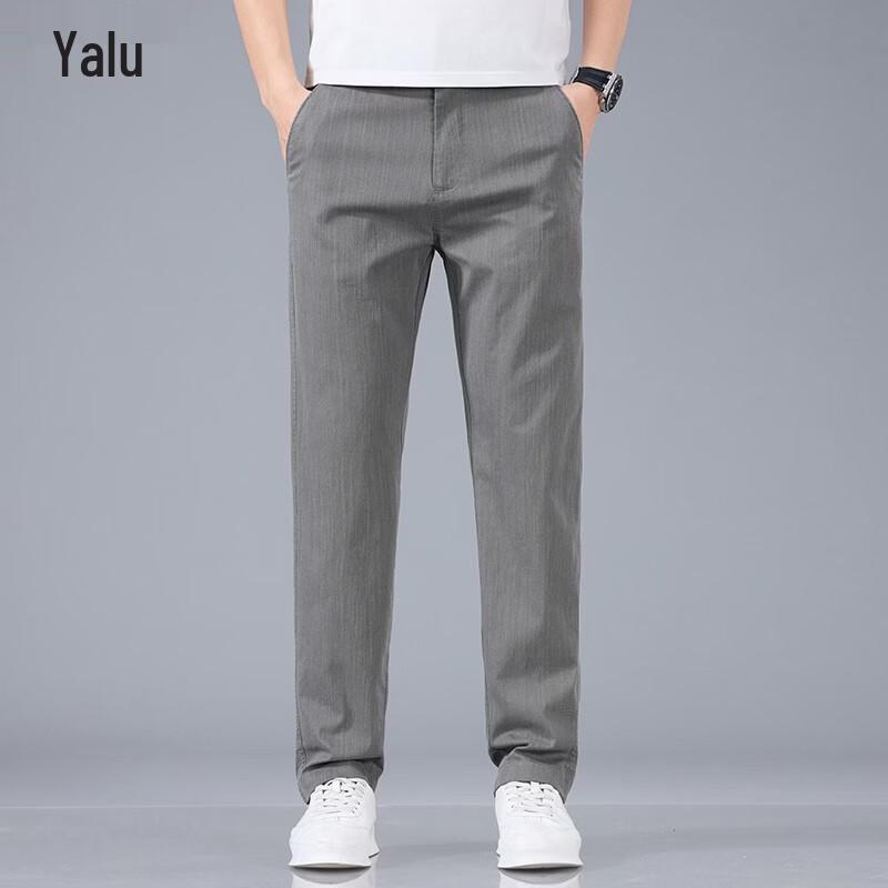Yalu Men s 2026 Loose Straight-Leg Cotton Stretch Casual Pants 36