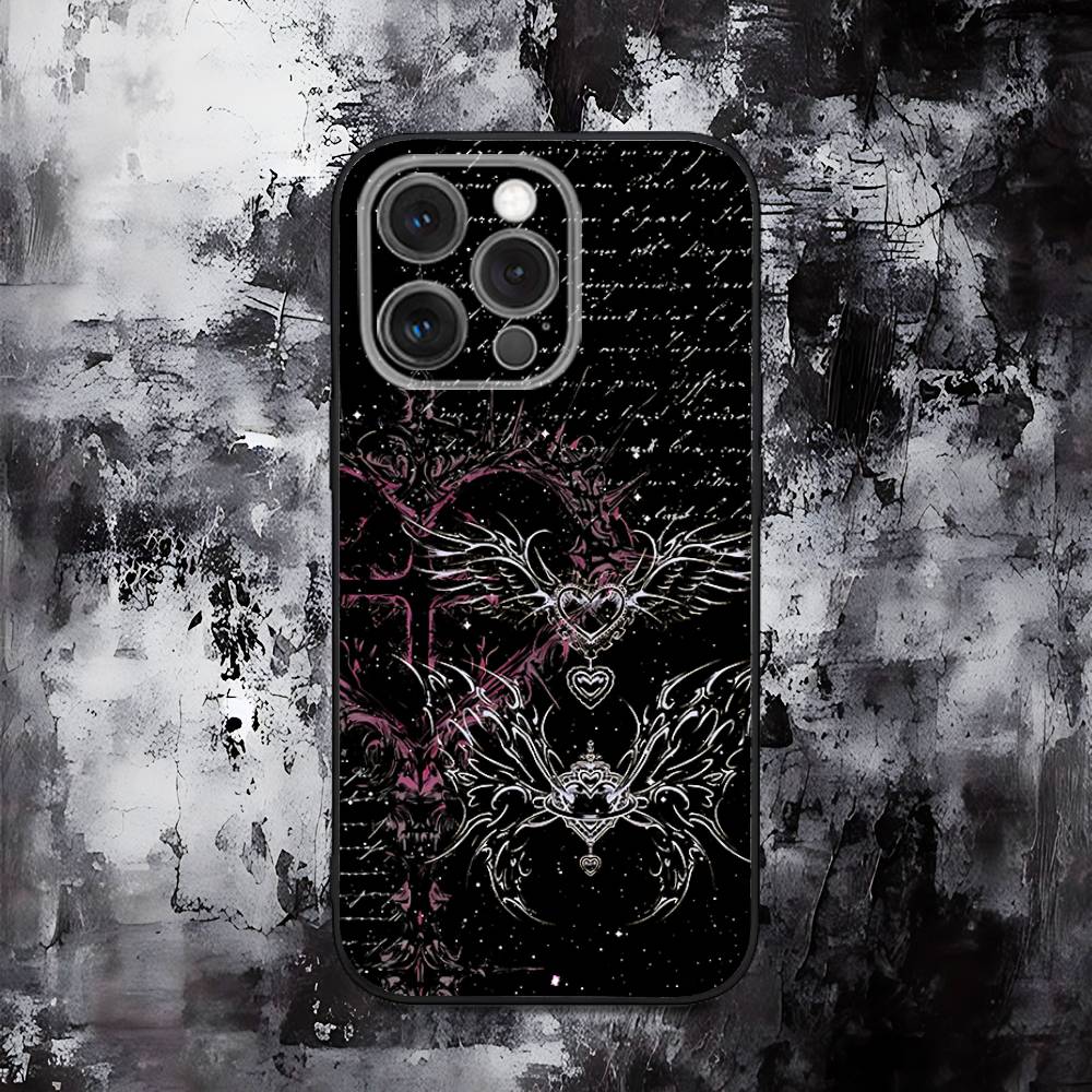 Gothic Coquette Cyber Sigilism Phone Case For iPhone 16,15,14,13,12,11,Pro,Max,Plus,X,XS,SE,E,Mini,Soft Silicone Black Case