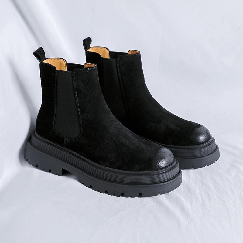 British Style High Top Fashion British Boots MenBrown Boots Outdoor Comfort Chelsea Waterproof Anti Slip Men Shoes Short