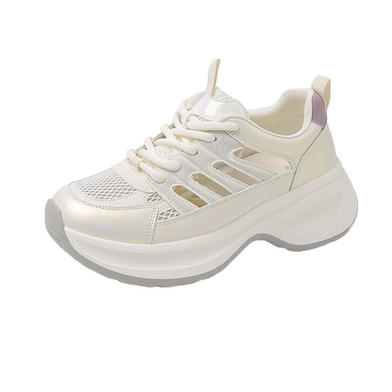 Summer hollow breathable dad shoes women's thick-soled soft-soled sports shoes 2025 new shoes women's shoes popular little white shoes