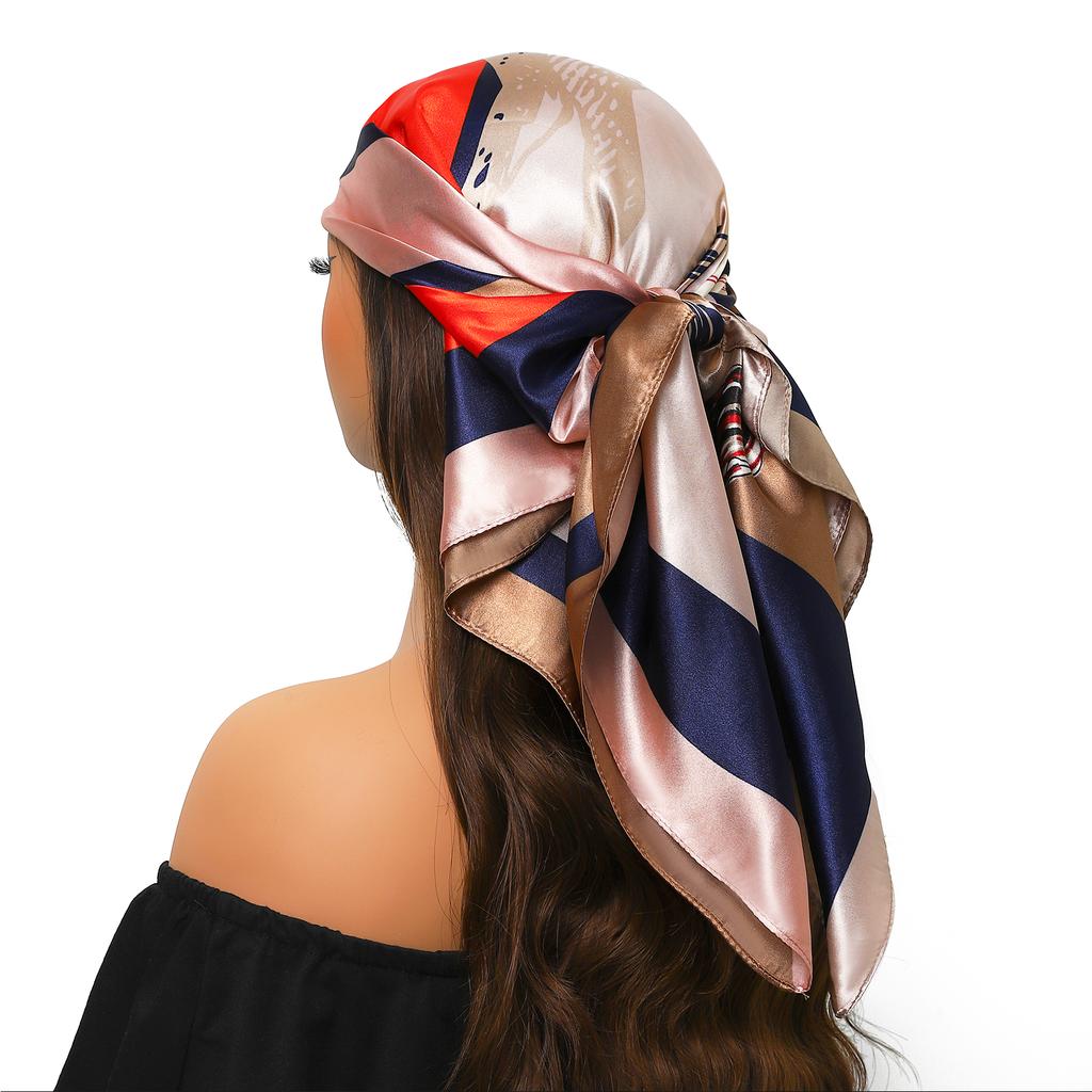 Silk Scarves Women Luxury Brand Summer Fashion Designer Head/Hair Scarf 90*90cm Hijab Bandana Cheveux Foulard Femme 90X90CM
