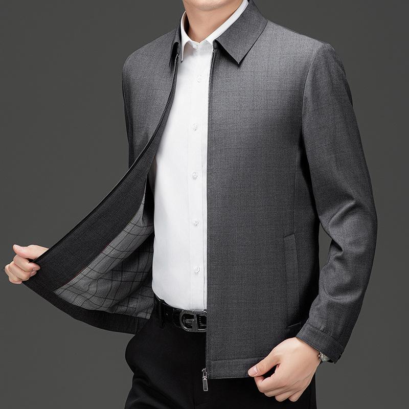 Wool Jacket for Men, Leading Cadres, Civil Servants, Middle-aged and Elderly Fathers' Coats, Loose Large Size Wool Tops for Dads