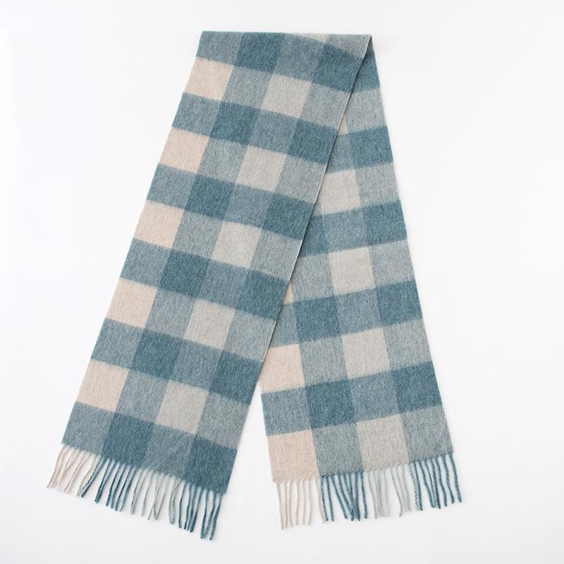 100% Wool Plaid Scarf for Women - High-end, Warm, Versatile with Tassels - Perfect for Autumn and Winter