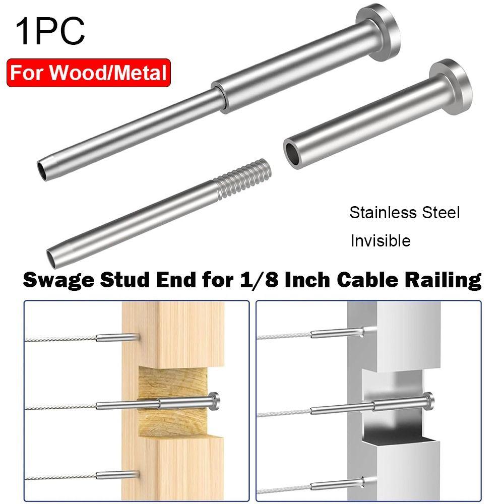 Capăt șurub swage 1/8" Oțel inoxidabil Capăt balustradă cablu Nou Receptor balustradă cablu Stâlp lemn/metal