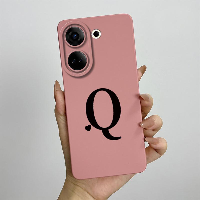 Case For Tecno Camon 20 Pro 4G Cute Initial Letters Liquid Soft Silicone Cover Shell For Tecno Camon 20 Pro CK7n CK6 CK6n Coque