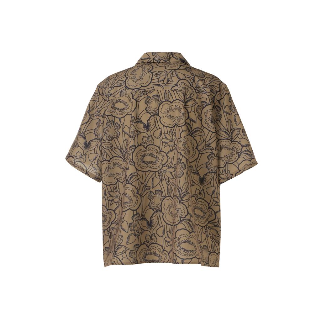 Onitsuka Tiger Printed Fashion Polo Button Short Sleeve Shirt Men shirts Light-Brown 2181B047-200