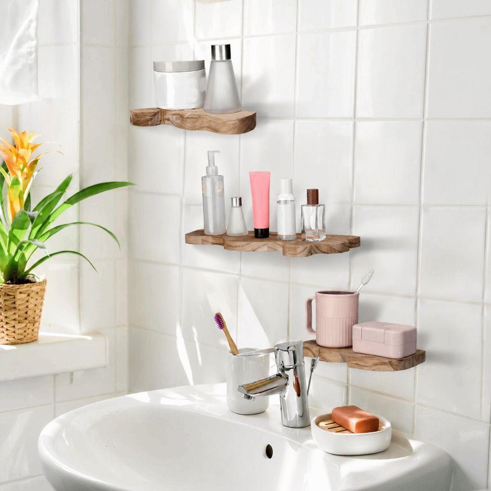 Rustic Multi-Layer Floating Shelf Wall Mounted Picture Display Rack Plant Stand Over Toilet