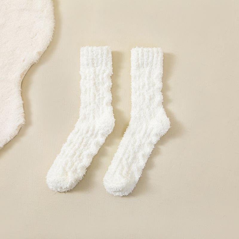 Women In Autumn and Winter with Velvet and Thick Warm Home Floor Indoor Sleeping Tube Socks