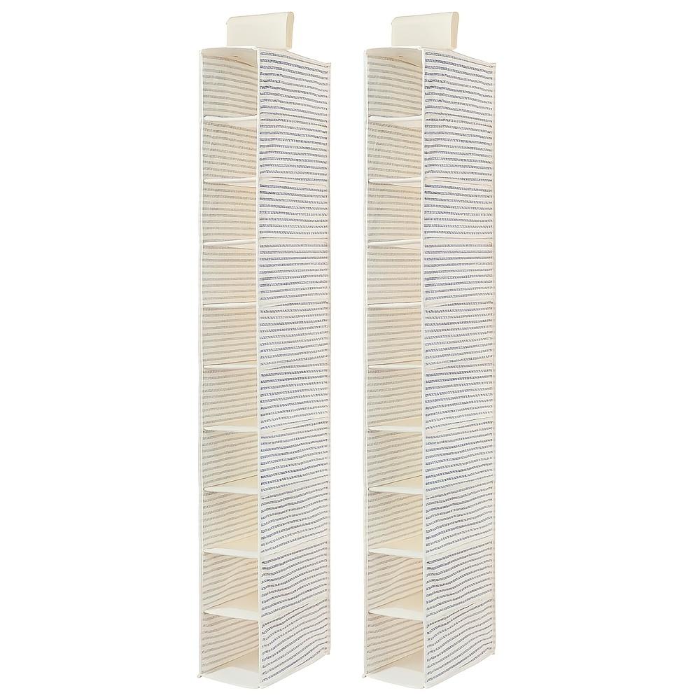 High qualitySoft Fabric Closet Organizer - Holds Shoes, Handbags, Clutches, Accessories - 10 Shelf Over Rod Hanging Storage Unit - Textured Print,