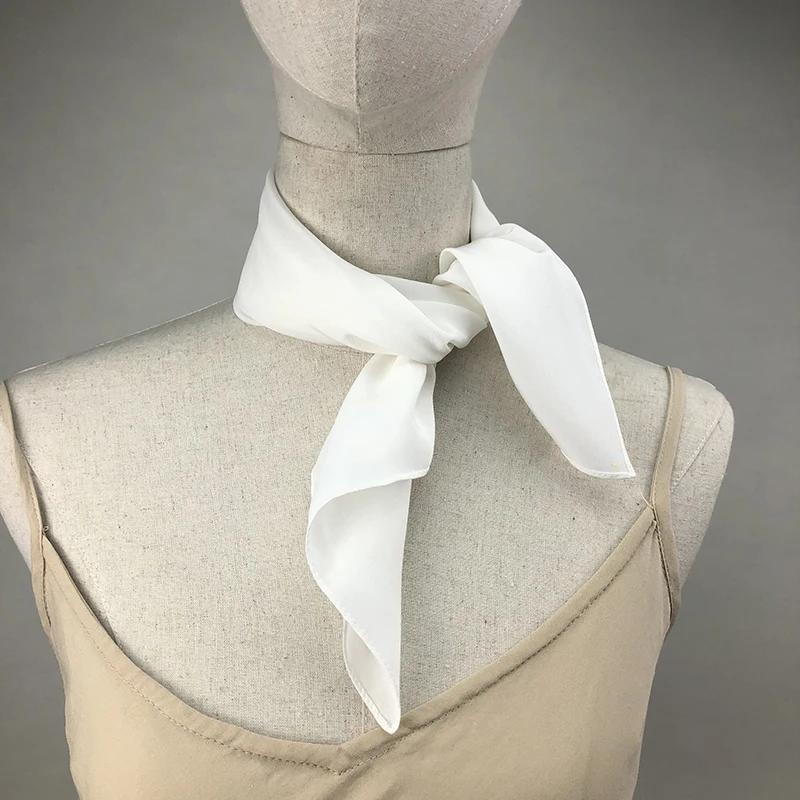 

New Women Silk Scarf Square Neck Shawls Lady White Solid Bandana Hair Band Kerchief For Diy Painting