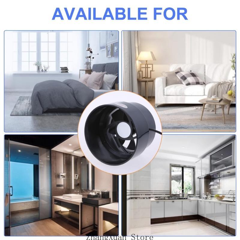 3XUF Duct Fan Powerful Inline Extractor Fan 12V 5W Duct Blower 110-100mm Air Exhaust