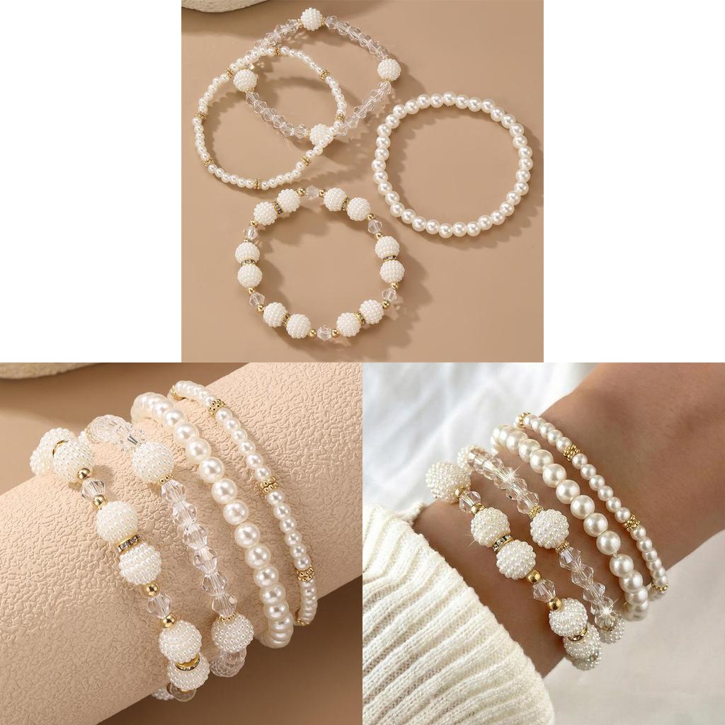 Bohemian Fashion Elegant Pearl Beaded Bracelet Set For Women Gift Jewelry