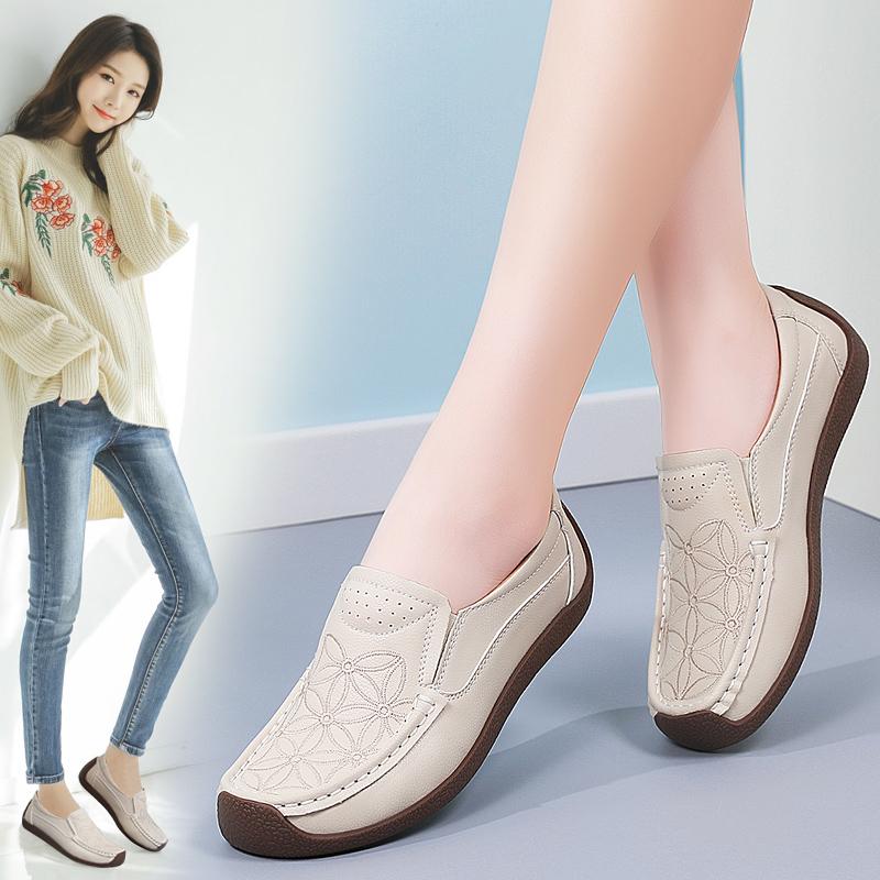 Damskie Płaskie Mokasyny Buty do Jazdy Wygodne Codzienne Wsuwane Haftowane Buty do Chodzenia Minimalistyczne Buty dla Matki