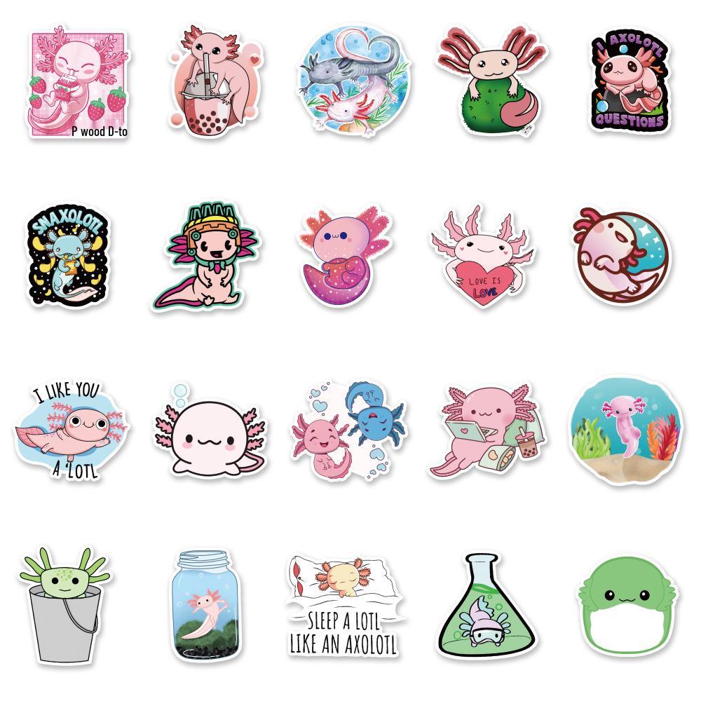 50 Cute Axolotl Suitcase & Notebook Decorative Stickers