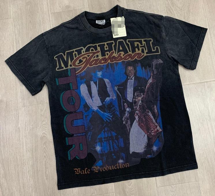 Meichao Vale New Retro Character Print Summer High Street Men and Women Loose Casual Wash Old Short Sleeve T-shirt