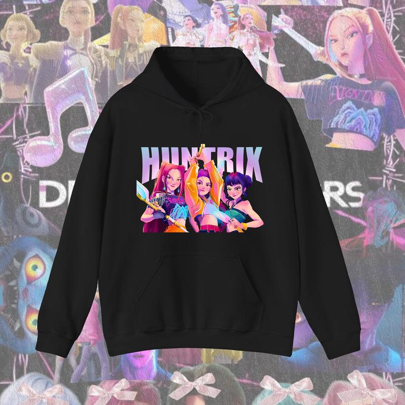 KPop Devil Hunter Sweatshirt Hooded Children's Spring and Autumn Outfit Rumi Mira Zoey Cartoon Anime Girl Long Sleeved Top