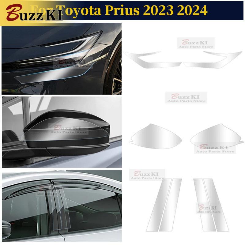 For Toyota Prius 2024 Headlight Rearview B C Pillars Transparent Black TPU Protection Film Anti-scratch Sticker Accessories