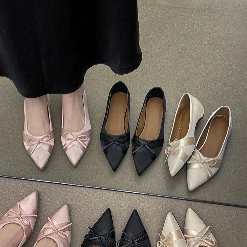 Women's Shoes 2025 Autumn and Winter New Pointed Inner Height Increase with Skirt Single Shoes Satin Fashion Versatile Gentle Evening Shoes