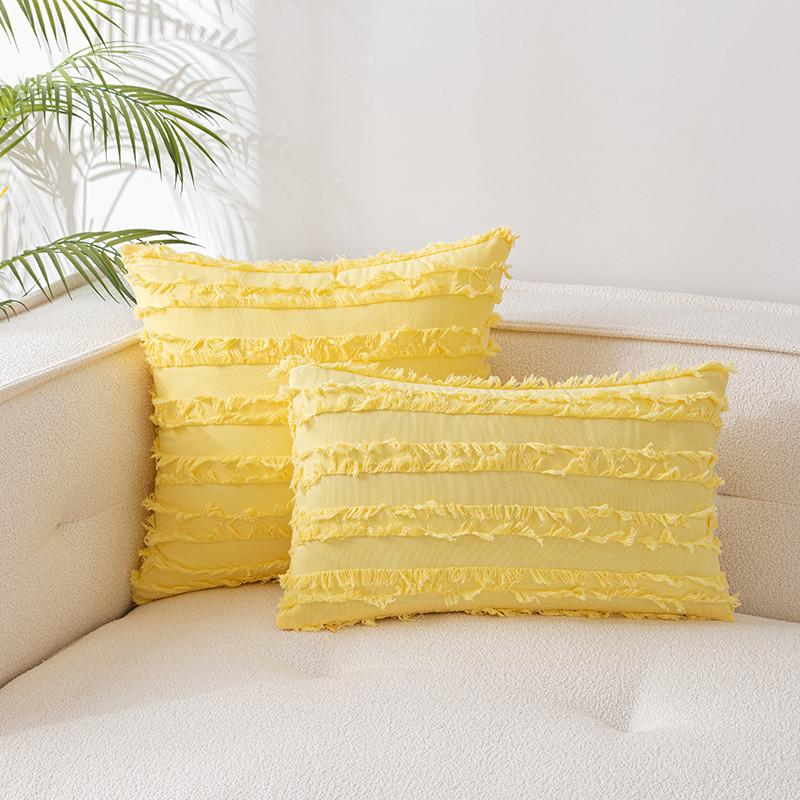 Bohemian Style Cotton And Linen Pillowcase Pillow Without Core Cut Flower Tassel Sofa Cushion Cover