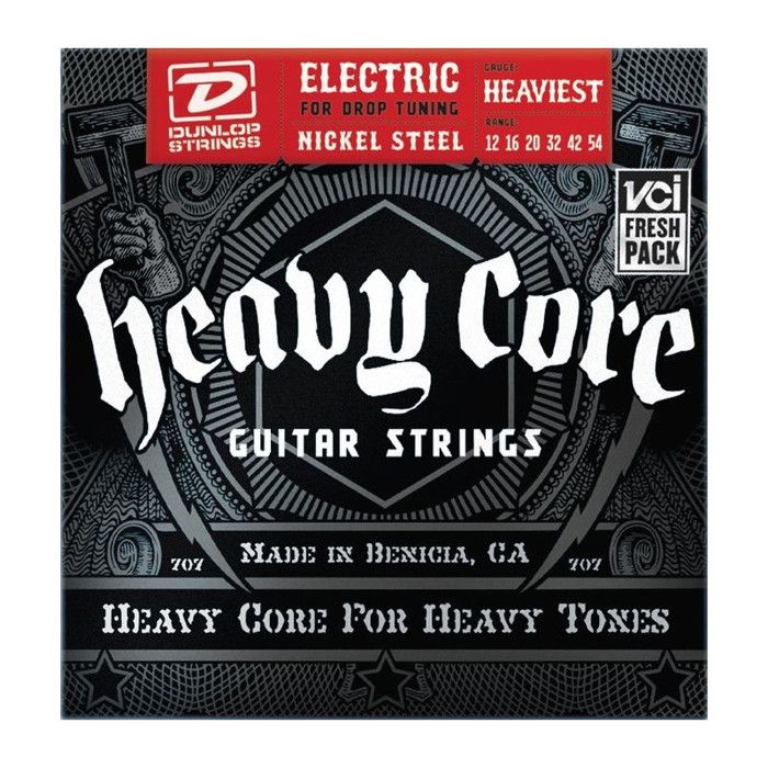 Electric Guitar String Set - JIM DUNLOP - Heavy Core - Gauges 012-016-020-032-042-054 - Set of 6 Strings