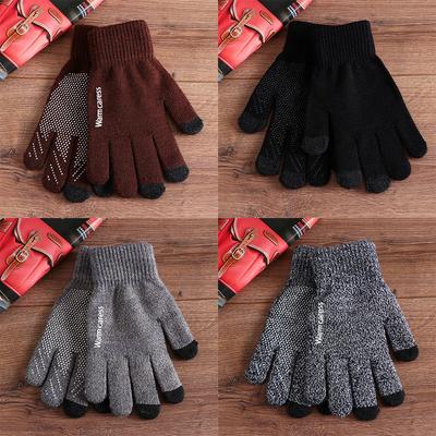 Men Women Phone Touch Non-slip Full Finger Mittens Warm Gloves Touch Screen Wool Knitted