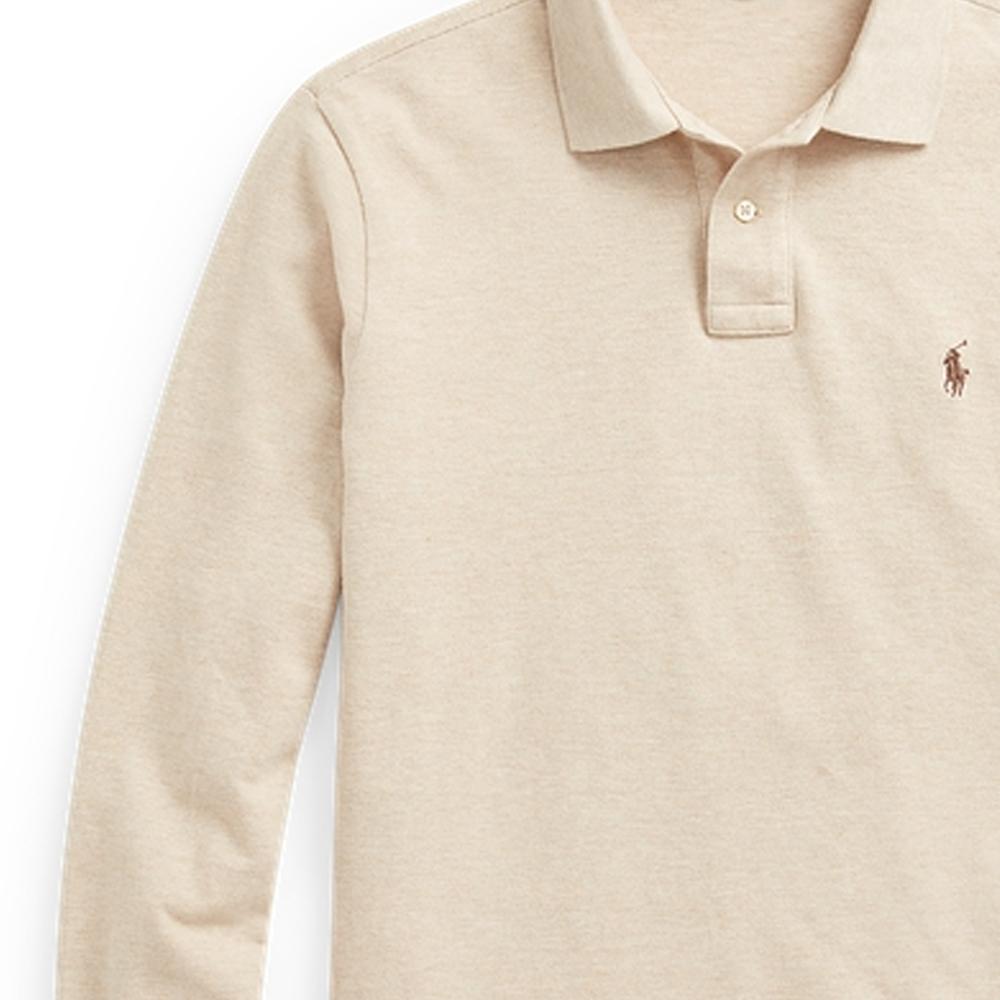 Polo Ralph Lauren FW23 Solid Color Small Pony Embroidered Slim Fit Long Sleeve Polo Shirt Men Polo Shirts Off-White MNPOKNI16822278-020