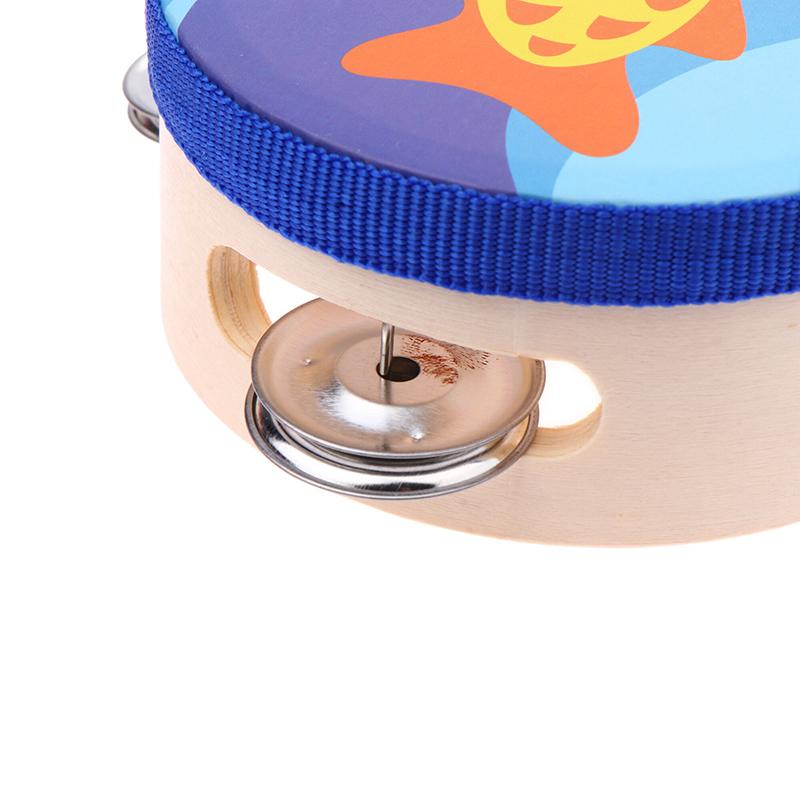 10Cm Wooden Tambourine Drum Bell Manual Musical Instrument Percussion Teaching Aids For Kids Game Early Education Hand Drum
