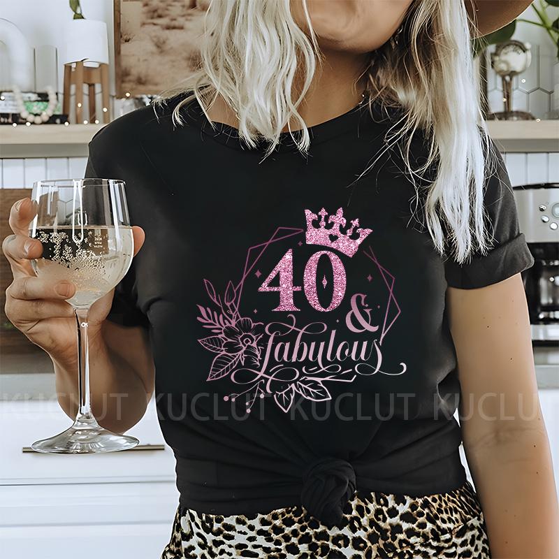 Women T-shirt 40th Fabulous Tees Ladies 40th Birthday Queen Party Shirt Fashion Graphic Tops Casual Aesthetic Female Clothing