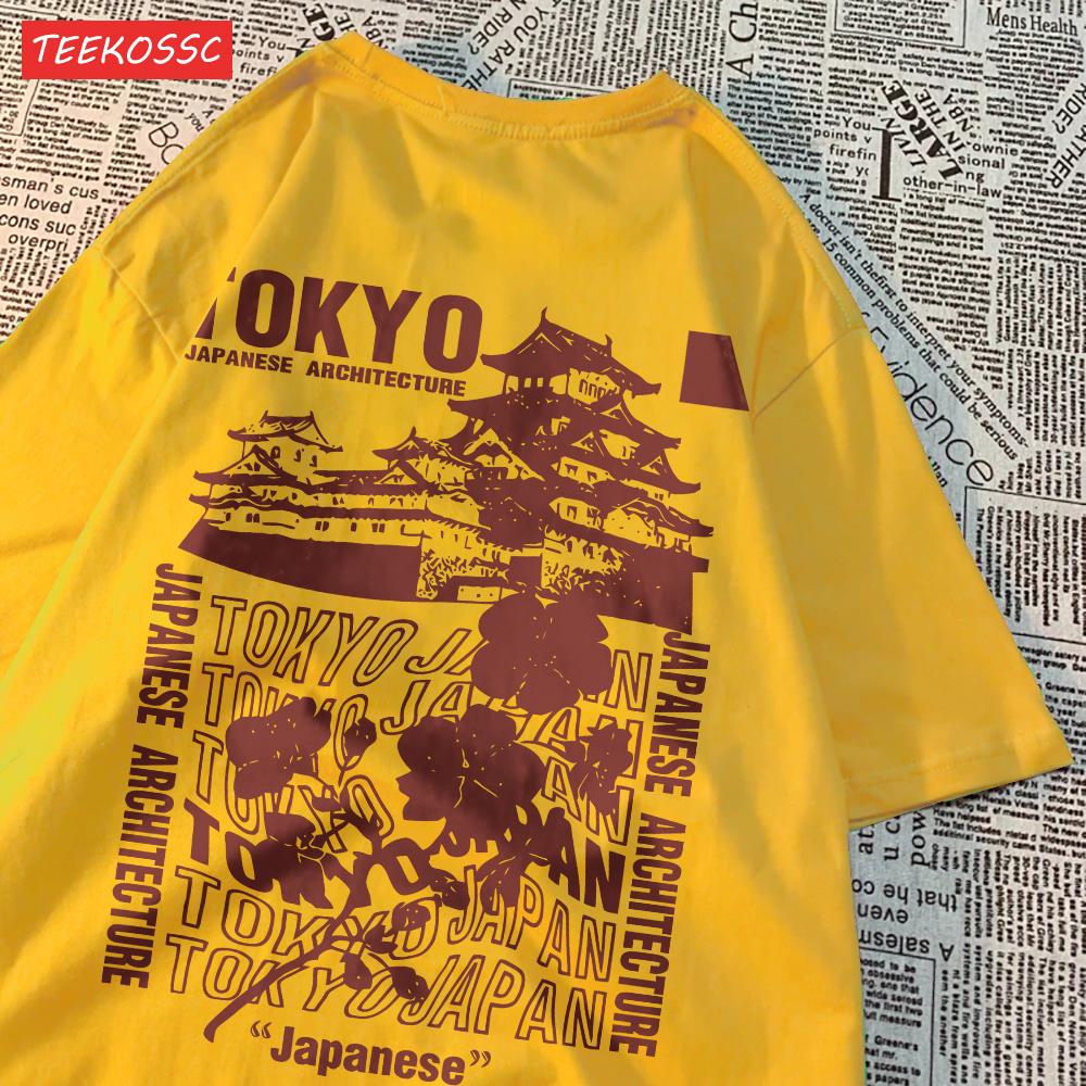 Trend Katoen Dames T-shirts Japanse Tokyo Sakura Print Streetwear Zacht Ademend Oversized Zomer Straat Dameskleding