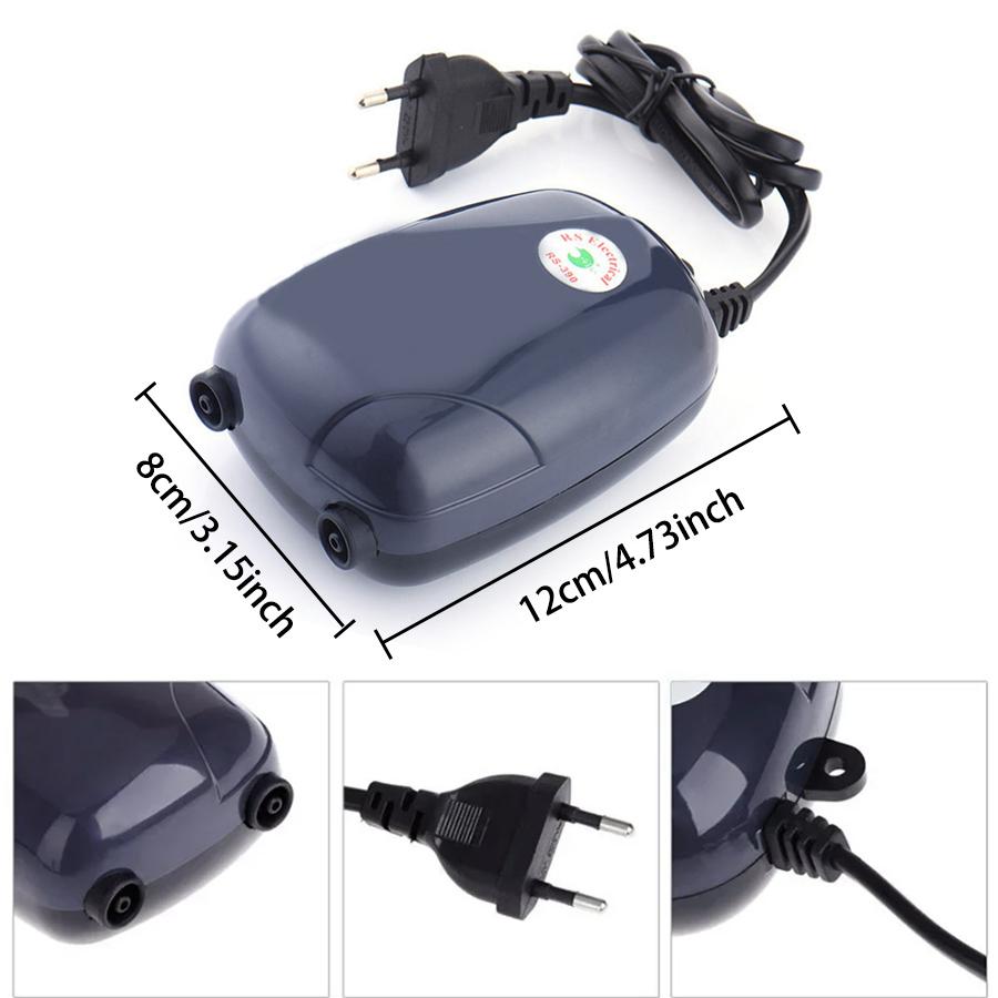 1Set Aquarium Air Pump Fish Tank Mini Compressor Single Double Outlet with Check Valve Tube Aquatic Accessories 220V 3W 5W