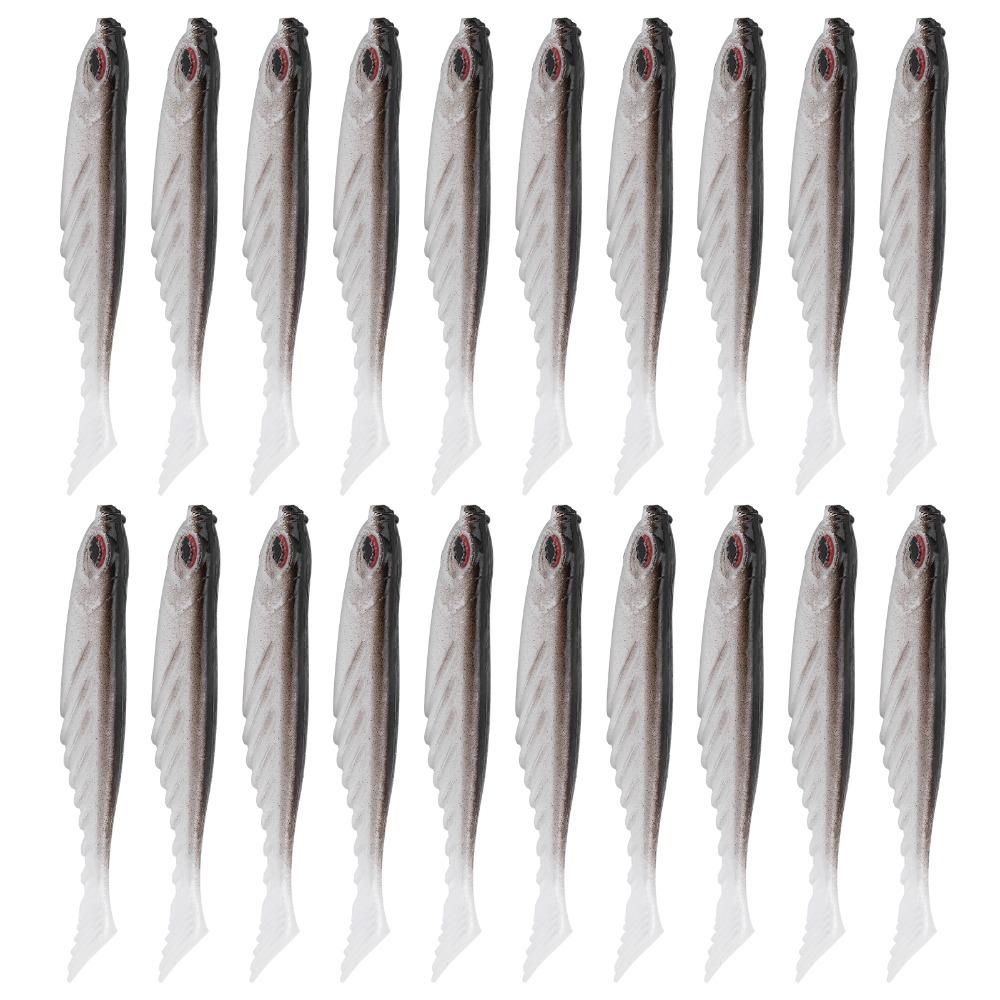 20PCS PVC Artificial Fishing Lures T Tail Fishing Baits Durable Fishing Lures  Bass Fishing
