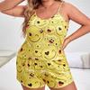 Plus Size XL-5XL 2 Pieces Set Sleepwear Summer Women Pyjamas Sexy Tank Tops and Shorts Pijama Casual Funny Graphic Pajamas Set Loungewear