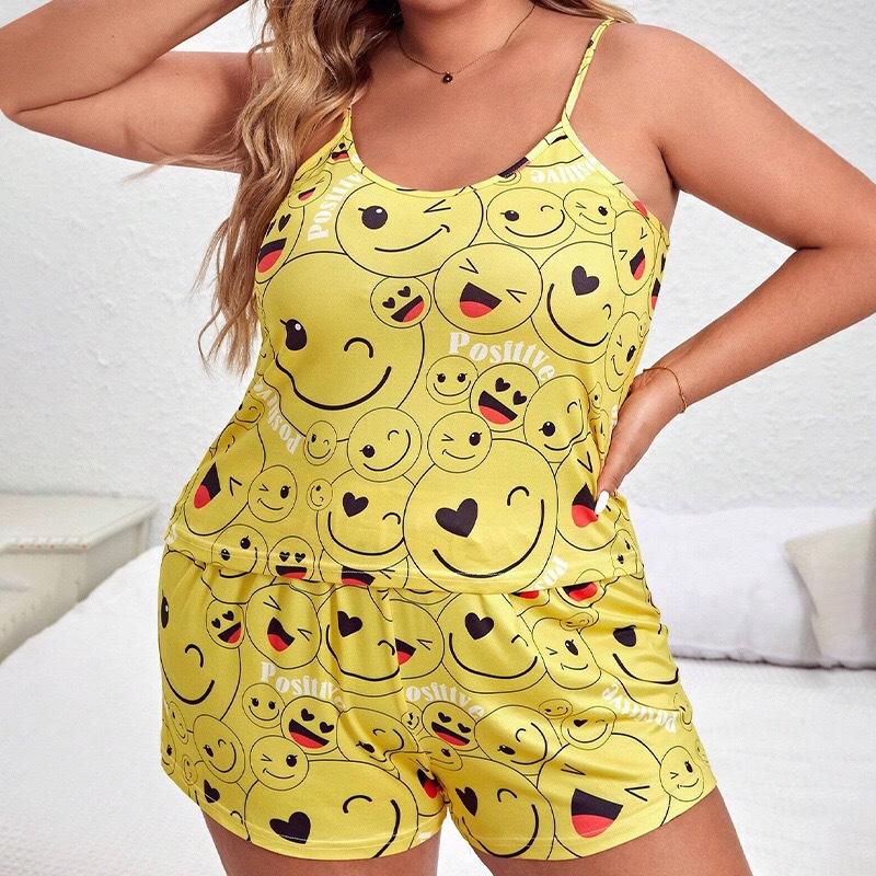 plus size XL-5XL 2 Pieces Set Sleepwear summer Women Pyjamas Sexy tank Tops and Shorts Pijama casual funny graphic Pajamas Set Loungewear