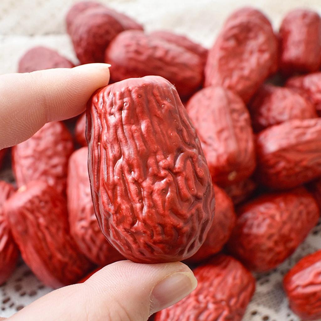 Pack of 50 Realistic Fake Jujube Dried Fruit Model Artificial Food Plastic Ornaments for Home and Holiday Decorations