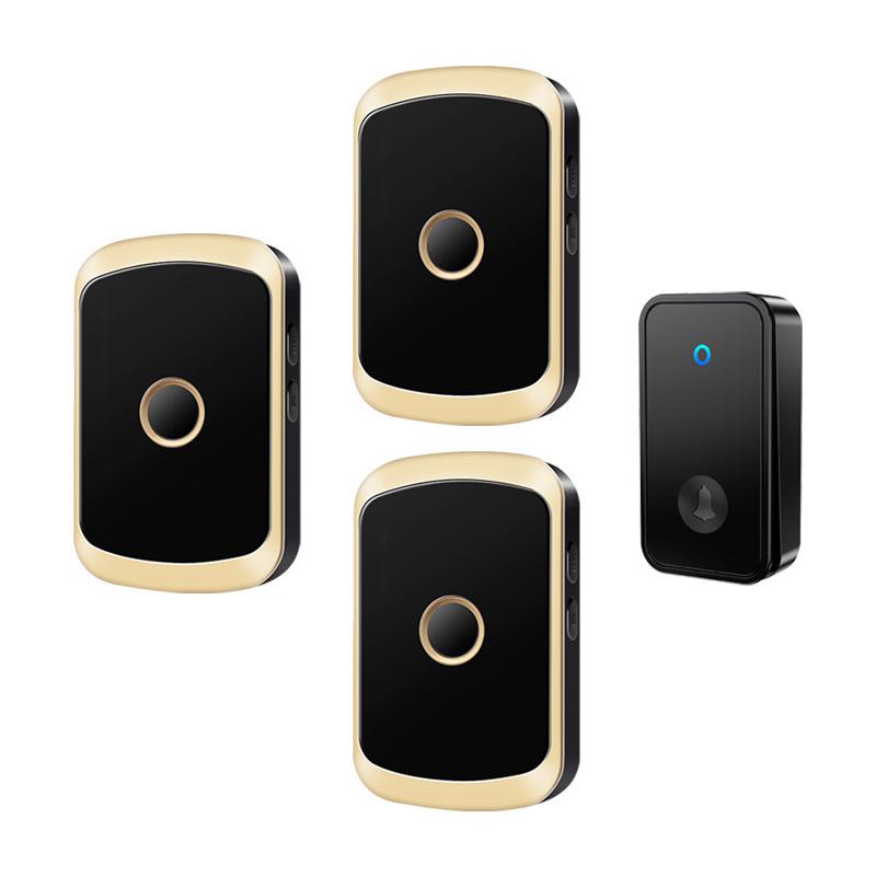 Self-Powered Wireless Doorbell with Ultra-Long Range & Waterproof Elderly Call Button Black Gold