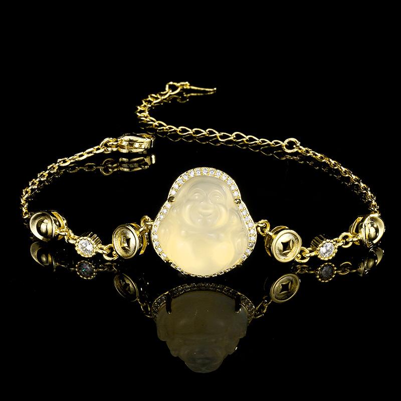 Новый браслет-украшение Натуральный нефрит Костный мозг Будда Гун Сяо Ручная нить Китайский ретро Женский Универсальный Высококачественный