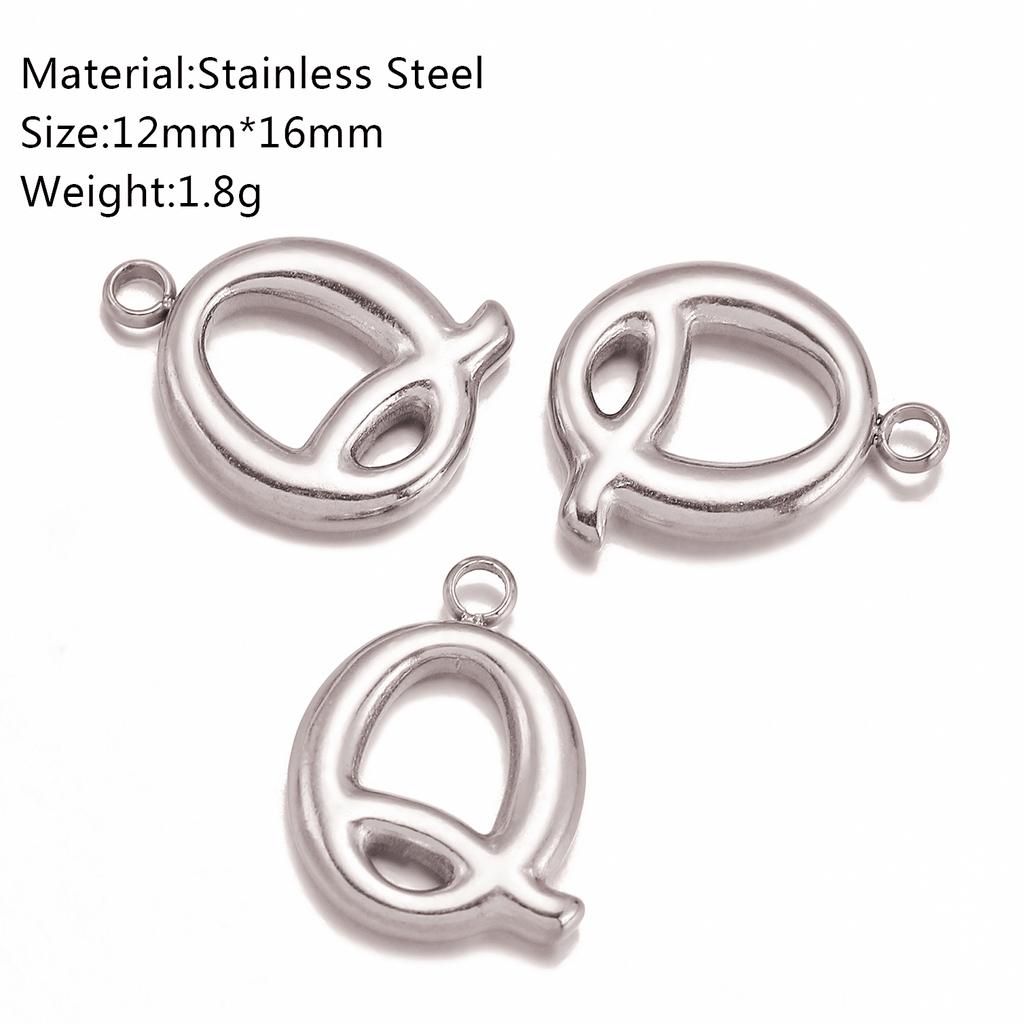 3Pcs Bubble Alphabet Charm Silver Color Stainless Steel Initial English Letter Pendant DIY Bracelet/Necklace Gift Jewelry Making