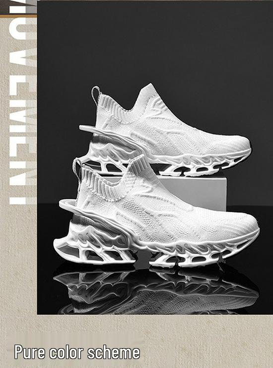 Summer Flyknit Sock Sneakers - Large Size, Breathable, Shock-Absorbing Running & Casual Men's Shoes