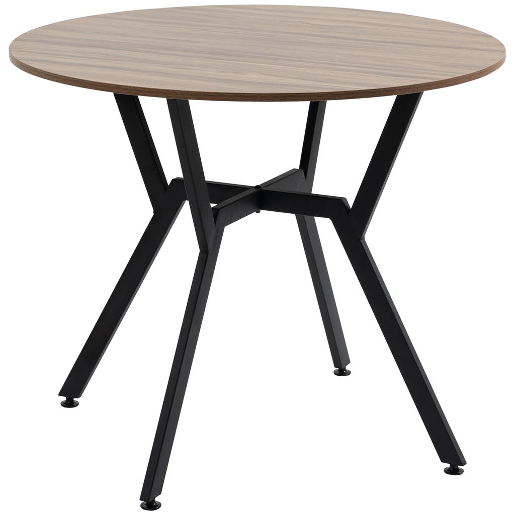 Dining Table, Round Kitchen Table with Black Legs, Anti-slip Foot Pads for Living Room, Dining Room 90 x 76 cm, Brown