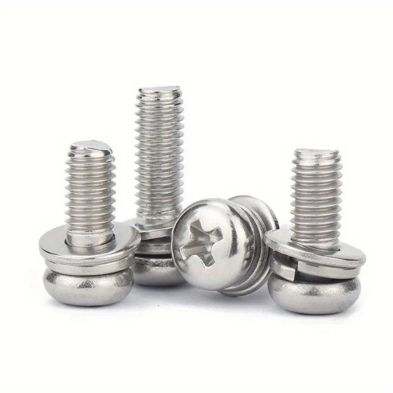 160PCS M2 M2.5 M3 M4 M5-304 Stainless Steel Cross Pan Head Combination Screw and Nut Set