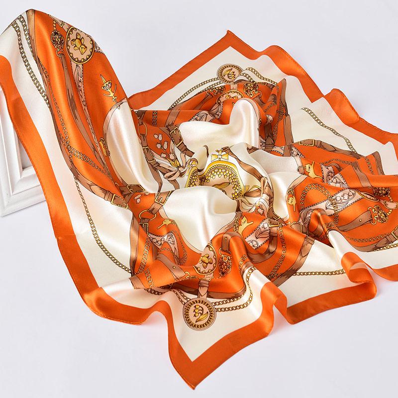 100% Natural Silk Square Scarf Women Flower Print Small Real Silk Bandana Hair Scarf Luxury Neckscarf Pure Silk Head Scarf