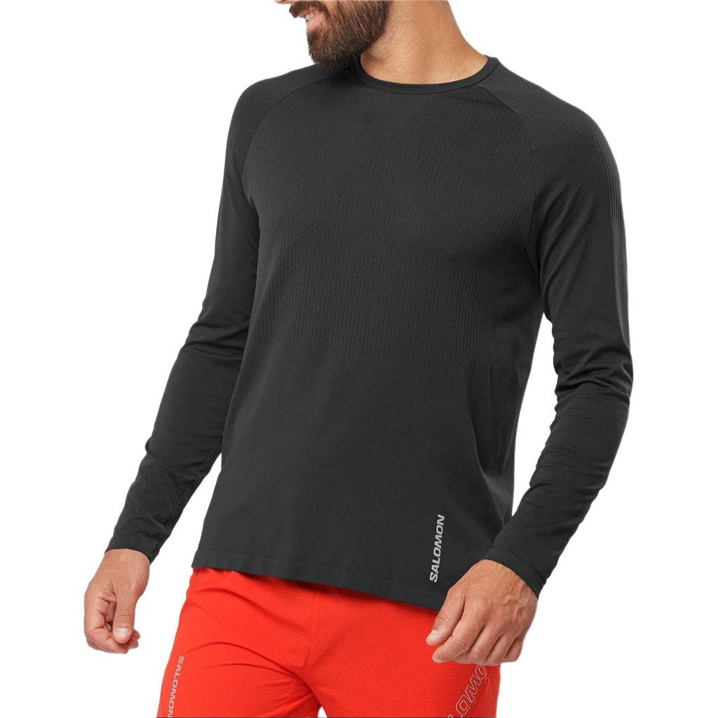 SALOMON Sense Aero Seamless Skiing Pullover Long Sleeve T-Shirt Men Tops Black LC1878100