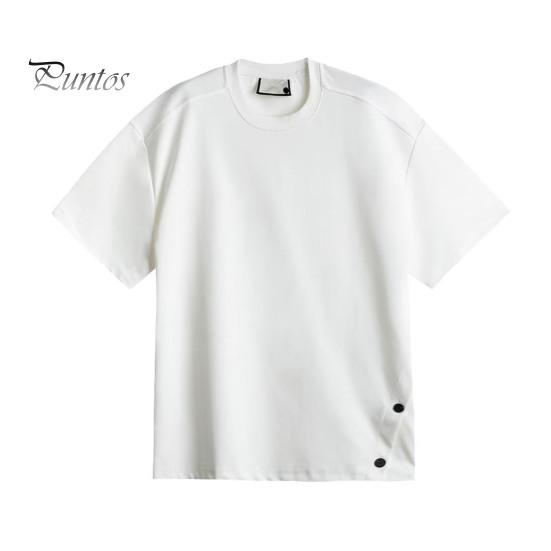 

Мужская футболка с круглым вырезом, коротким рукавом, повседневные топы с застегивающимся на пуговицы краем, мягкие легкие пуловеры, домашняя спортивная одежда для улицы M белый