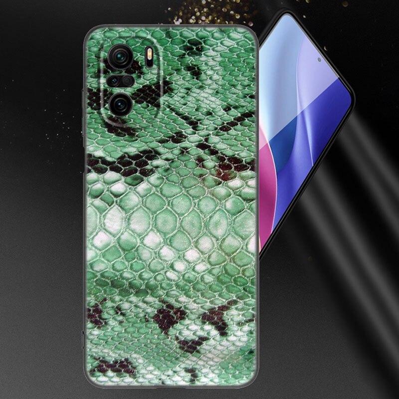 Sexy Python Snake Skin Phone Case For Xiaomi Mi POCO X3 NFC GT M4 M3 12 11T 10T Pro A3 11 Lite NE 5G 12X 11i F3 Soft Black Cover